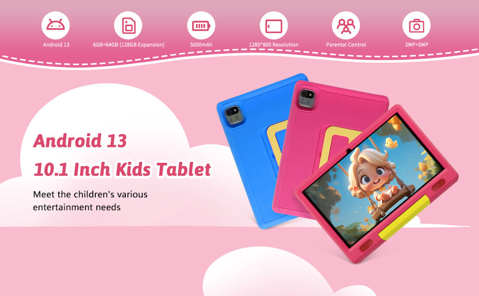 10-inch Kids Tablet Android 13 Kid Tablet, , Pre Installed, Parental Control