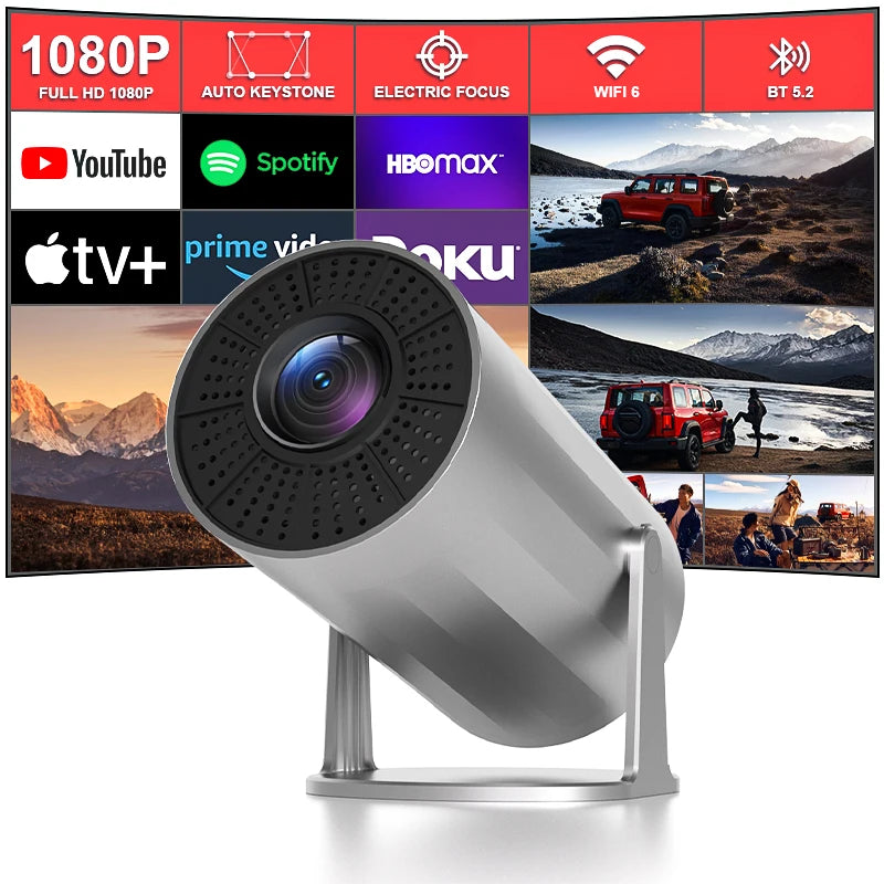 2025 New 4K Smart Android Projector - 180 ° Rotating Stand