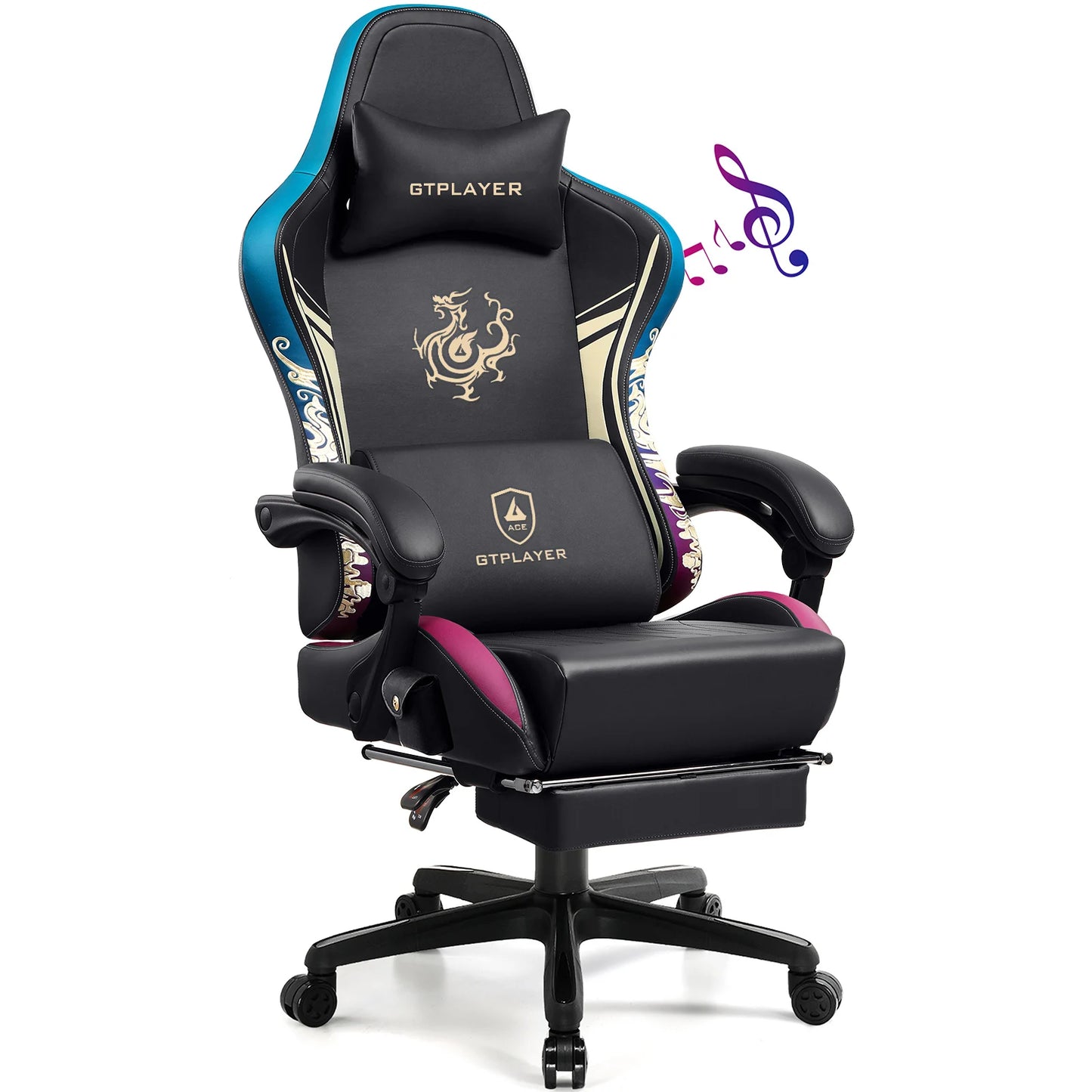 Gaming Chair with Bluetooth Speakers, Footrest & Ergonomic Design