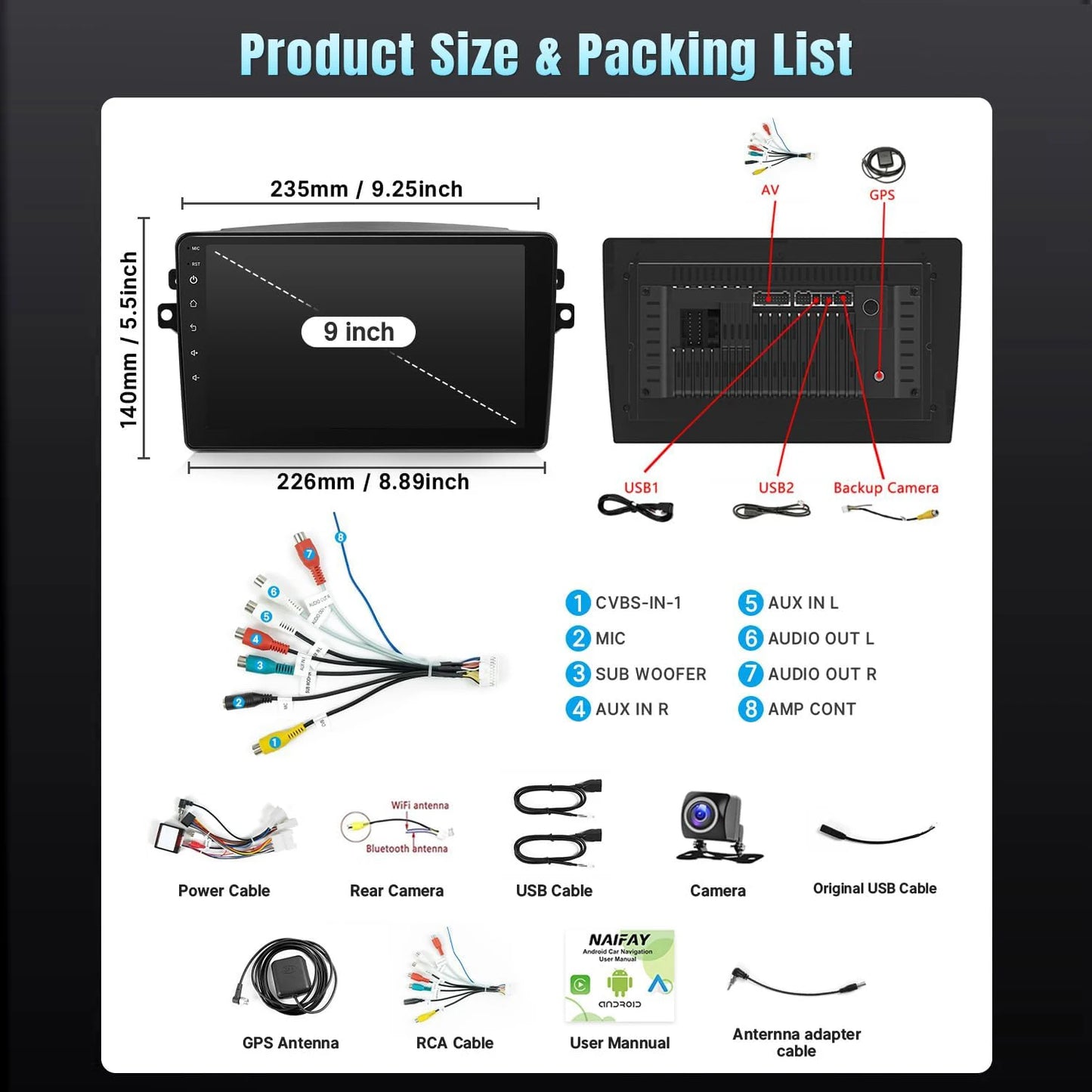 9 Inch Wireless Car Radio for Toyota Sienna 2004-2010 CarPlay Touchscreen