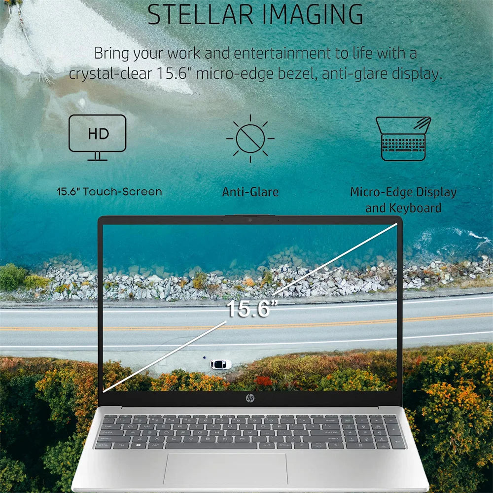 HP 2024 Business Laptop, 15.6" Touchscreen Laptop, Intel Core i3-1215U, Up To 64GB RAM Up to 2TB SSD, Intel UHD Graphics, Silver