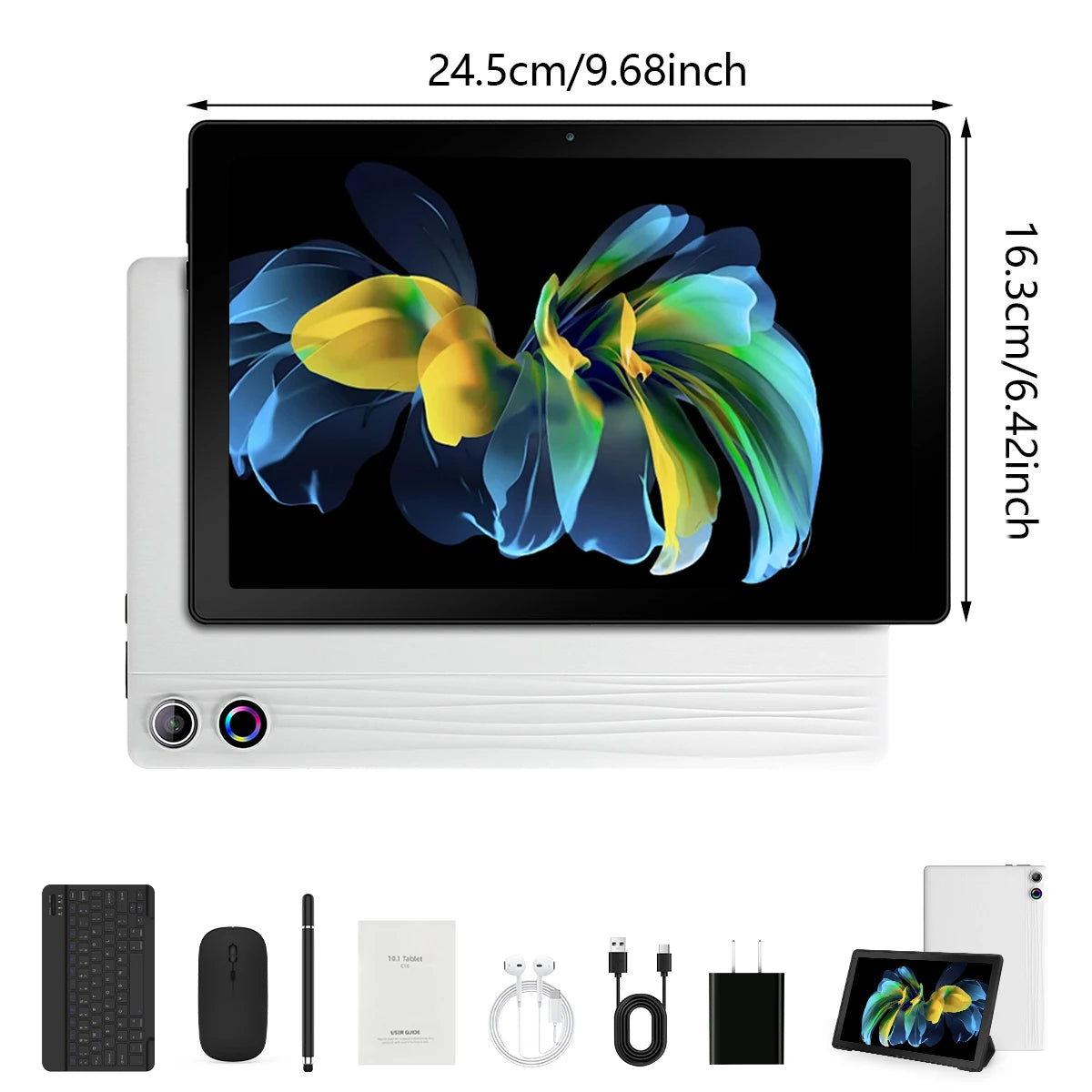 10Inch Tablet Android 14, HD IPS Screen Keyboard Mouse Stylus For PC Pad