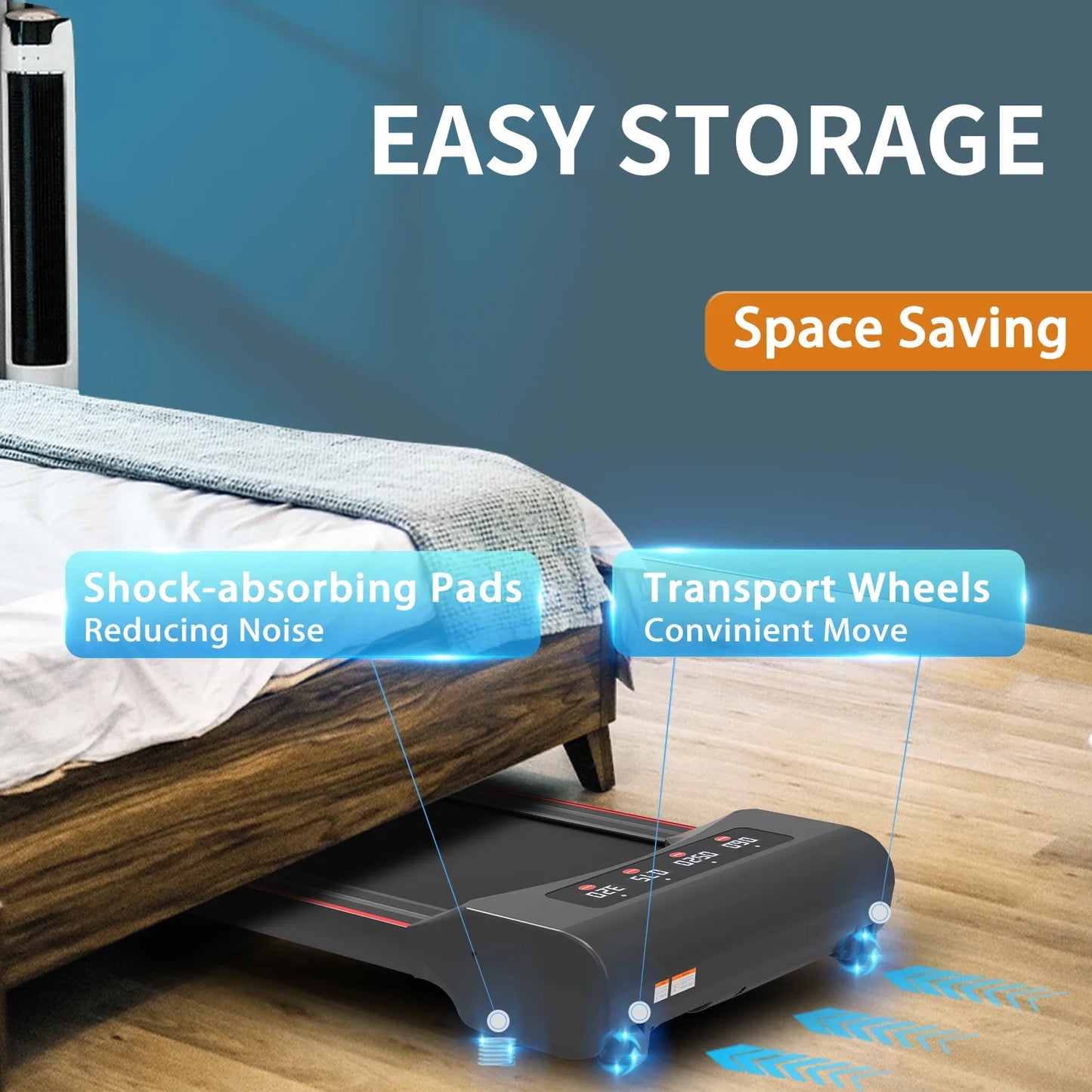 Under Desk Treadmill Machine 300 LB Capacity Walking Pad