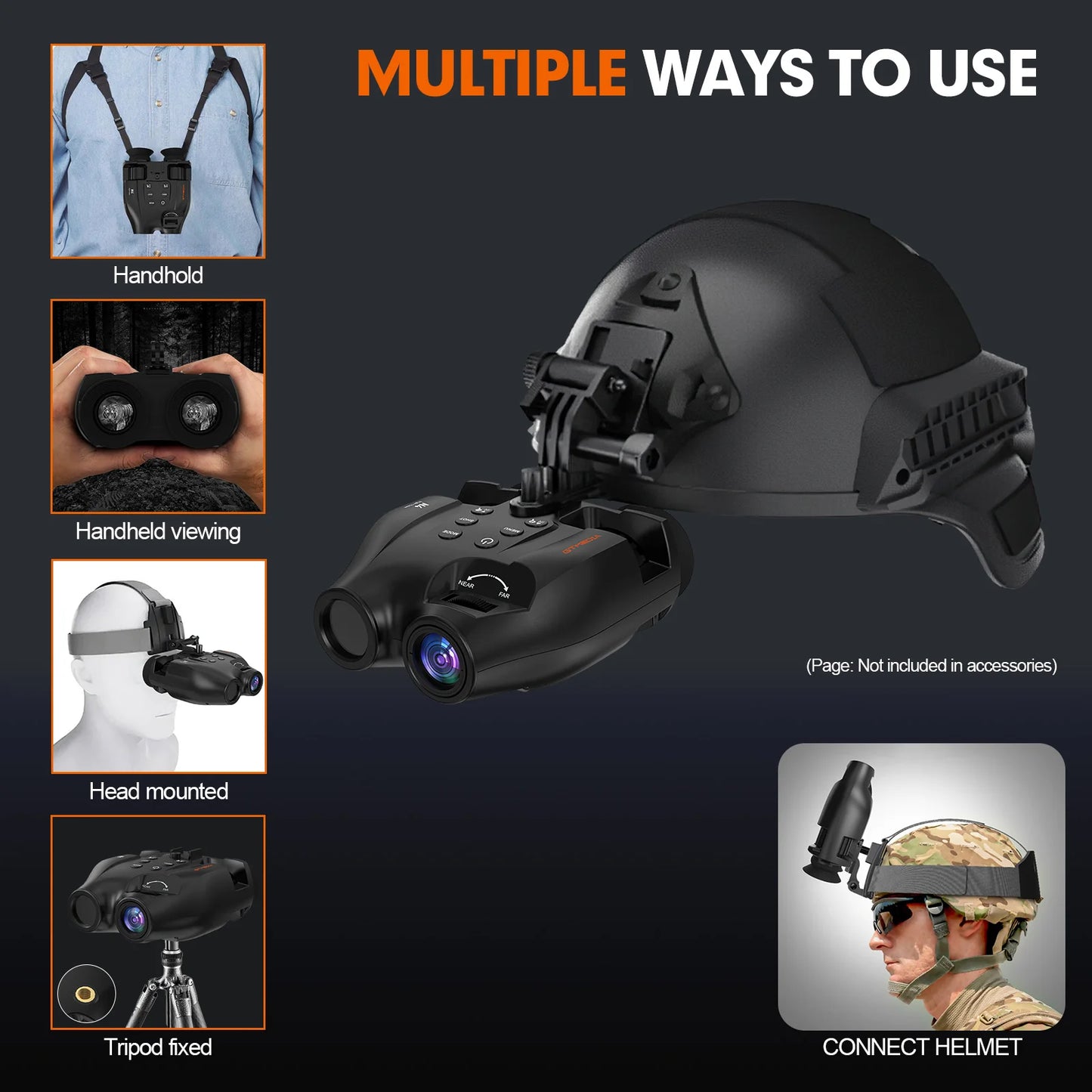 Night Vision Binoculars for handheld or Helmet Mounted