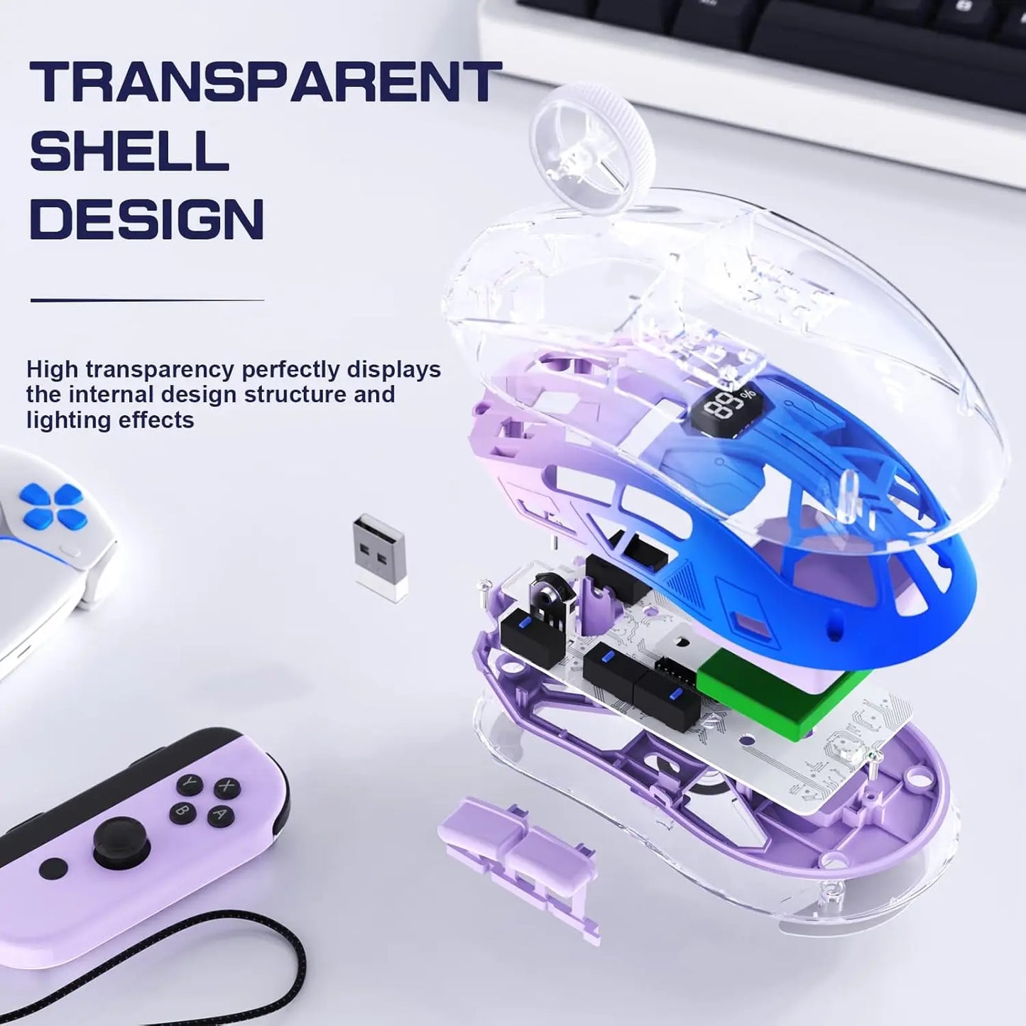 A2 Transparent Wireless Gaming Mouse,