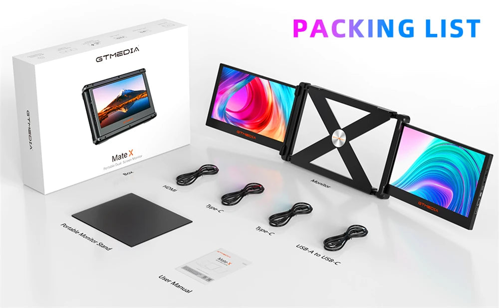 11.6Inch Portable Monitor ,Triple Dual Extender Screen Full View Fold Display For 13.0-17.3Inch Laptops