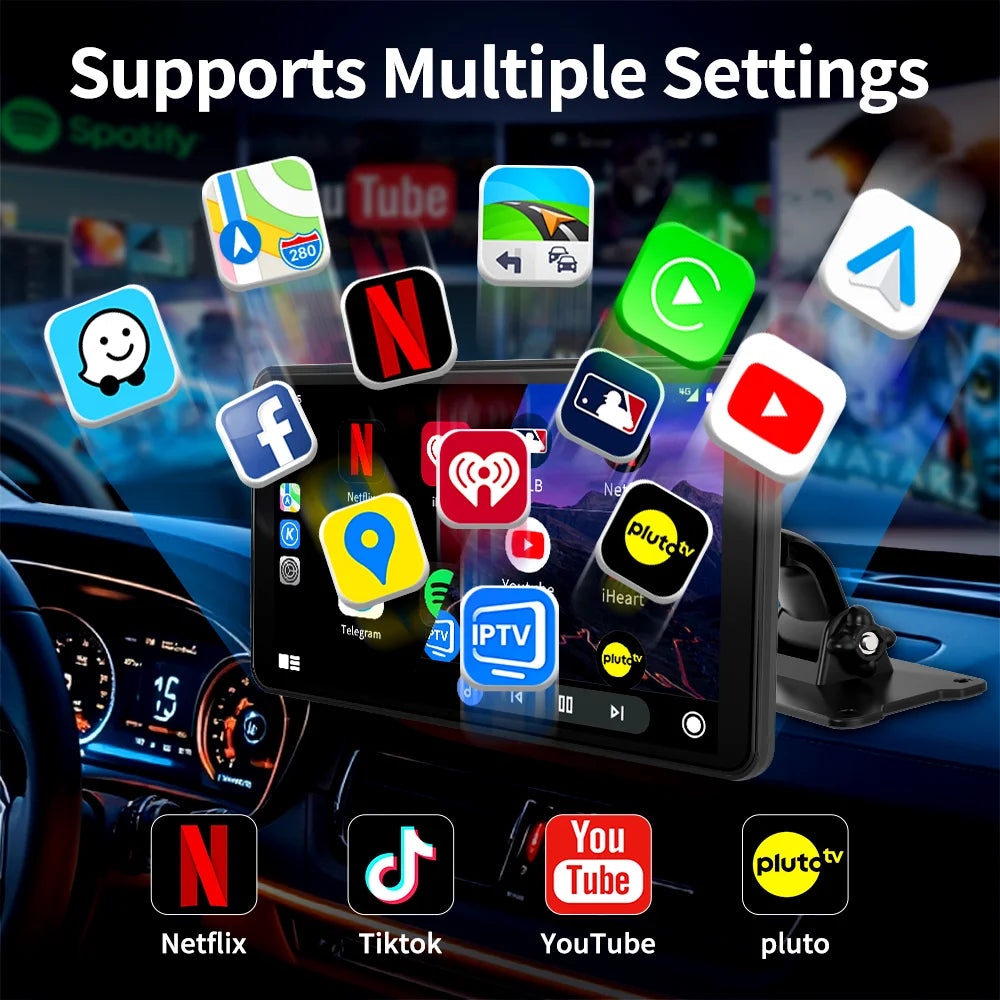 7 Inch Android 13 Dash cam Wireless CarPlay & Android Auto