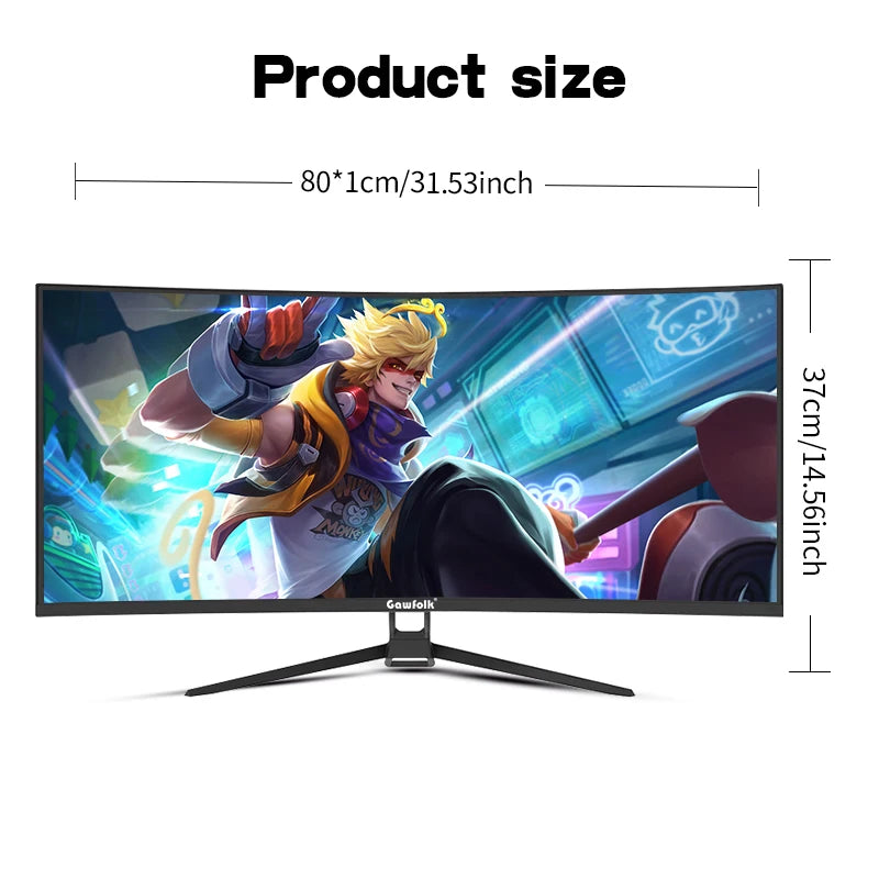 Monitor 34'' Screen Curved 1500R Gaming Bezel-less Slim