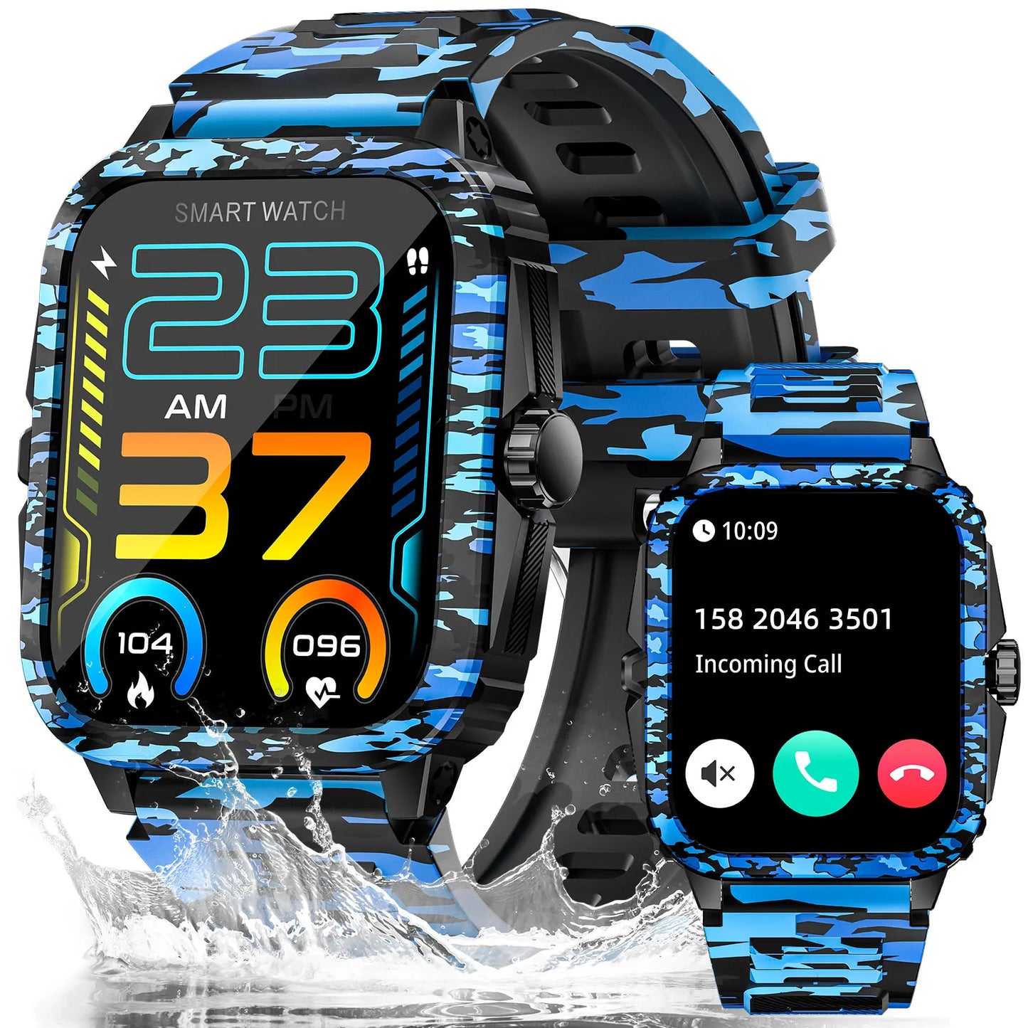 LaNikar Smart Watch 3ATM Waterproof Men, Camouflage Color Original Design