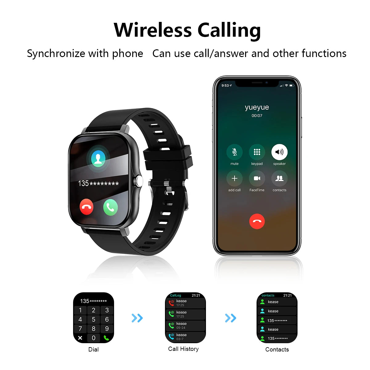 1.83 Size smart watch, Android and iPhone unisex sports watch
