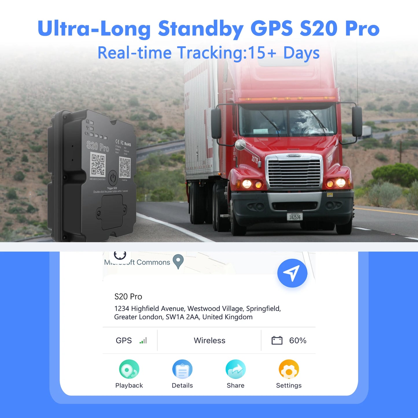 GPS Locator 4G, Real-time Location, Subscription Required