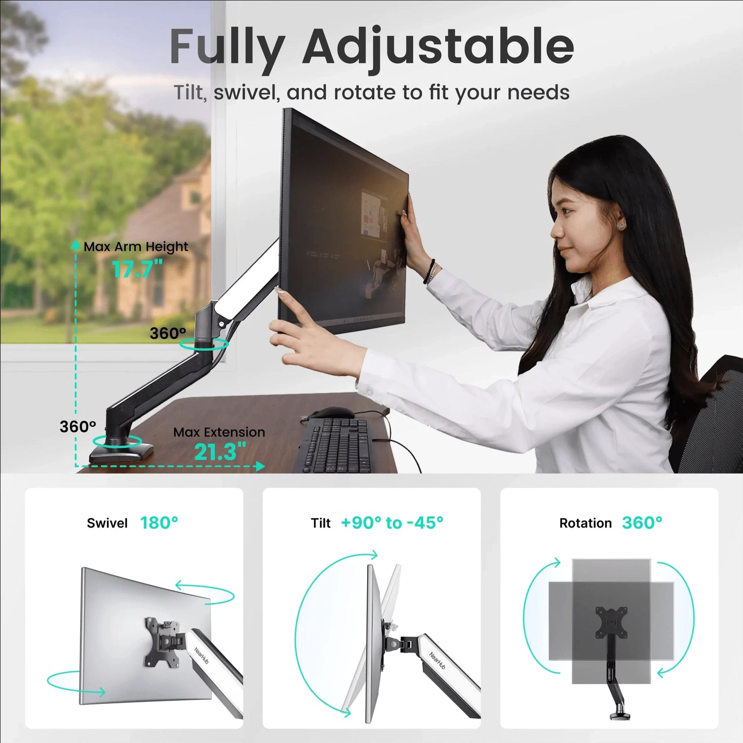 Monitor Arm Single Arm, Flexible Adjustment