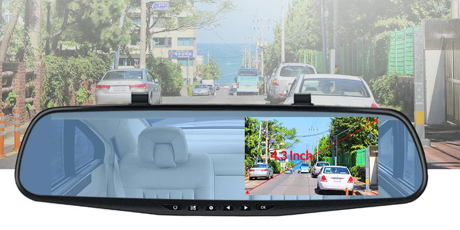 Dash Cam 4.3 Inches, Dual Lens Front and Rear Camera