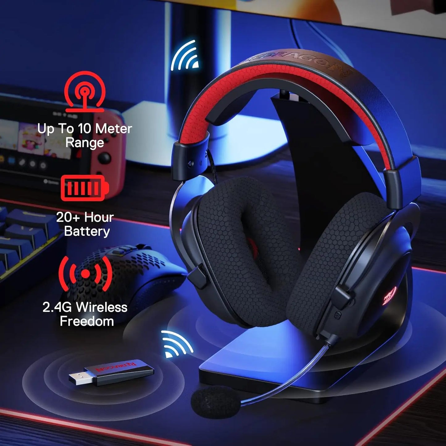 Wireless Gaming Headset 7.1 Surround Sound