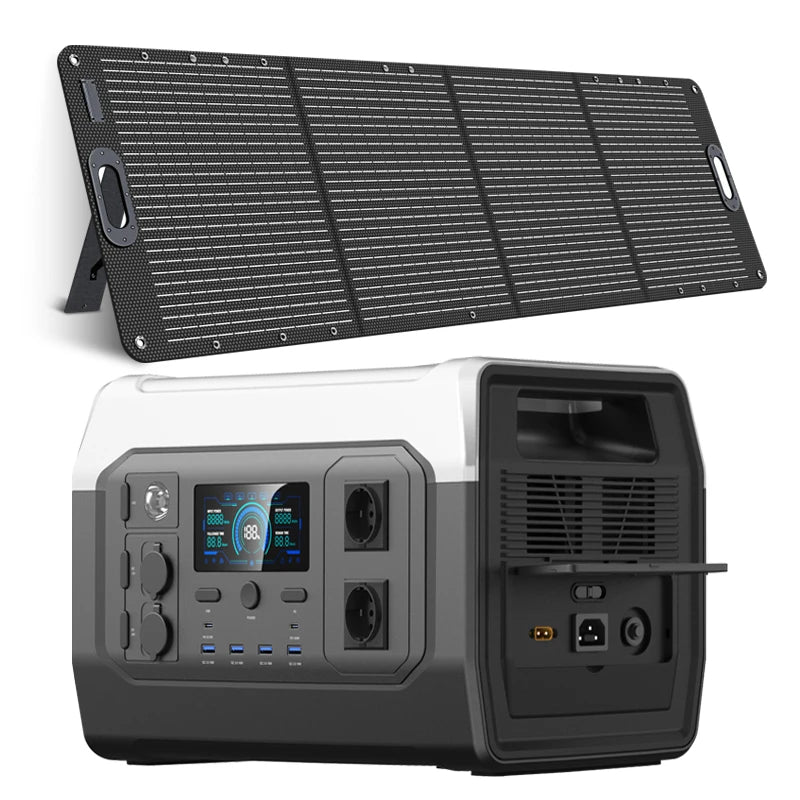 Portable Power Station, Lifepo4 Battery, UPS Function, 400W 200W Foldable Solar Panel
