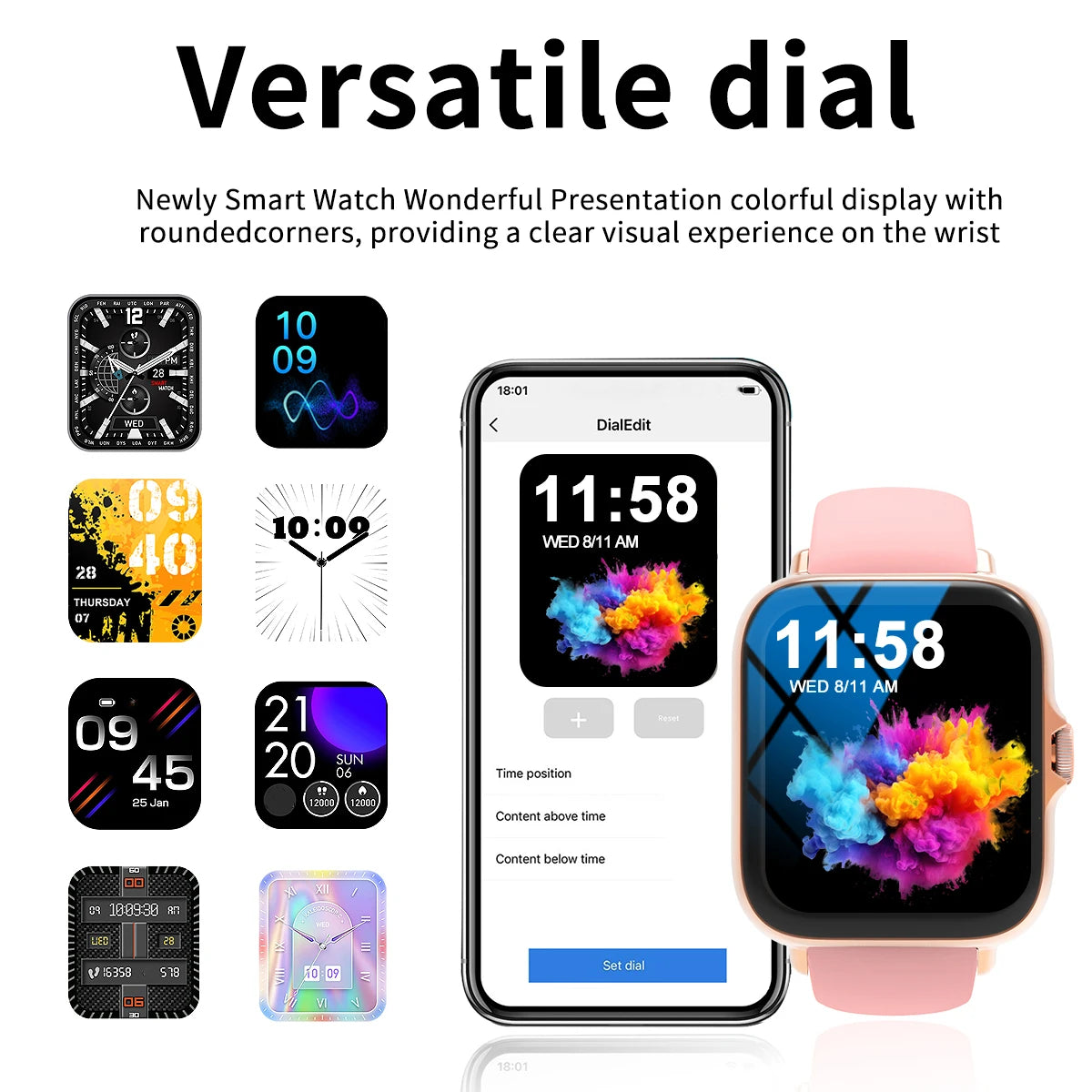 Smart watch, suitable for men and women, custom wallpaper