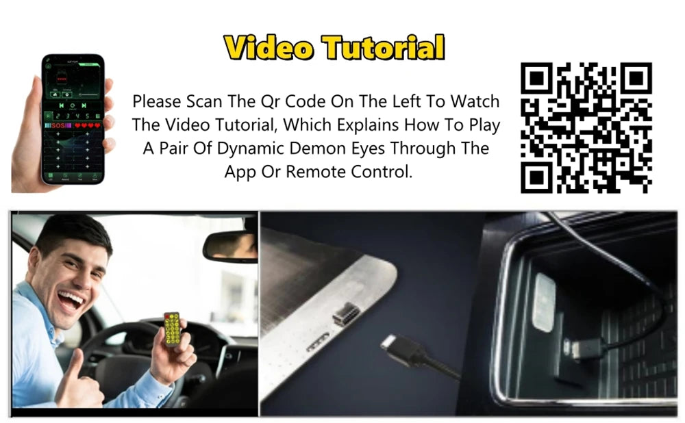 2PCS Devil Eyes Light For Car and truck Window Flexible LED Display