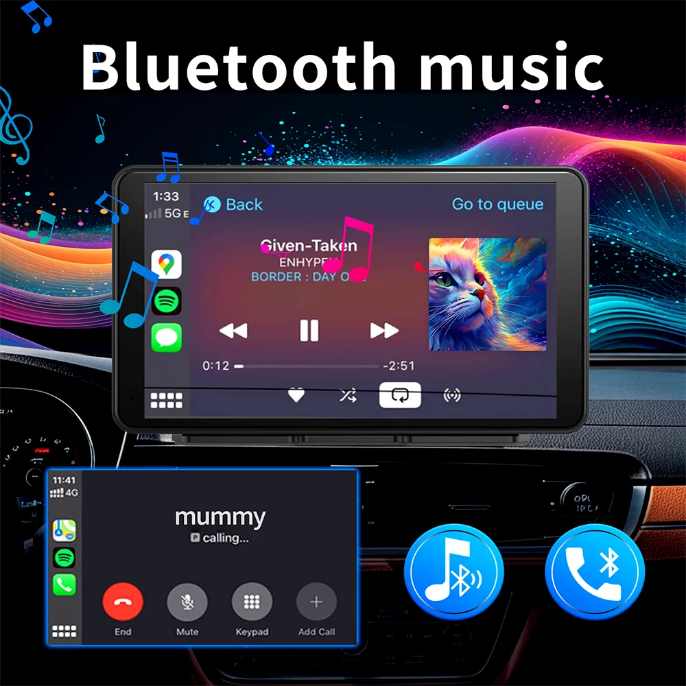 7 Inch Android 13 Dash cam Wireless CarPlay & Android Auto