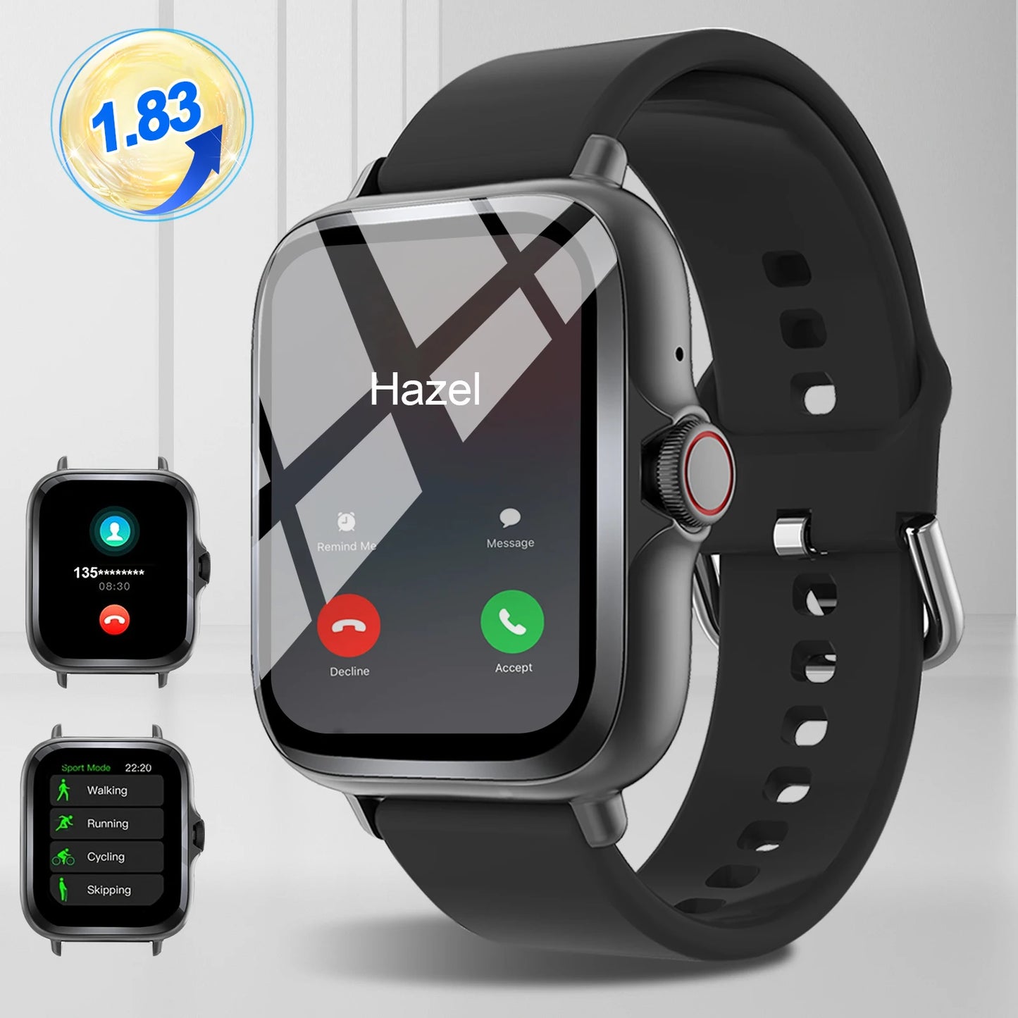 Smart watch with full touch screen, compatible with iPhone/android mo