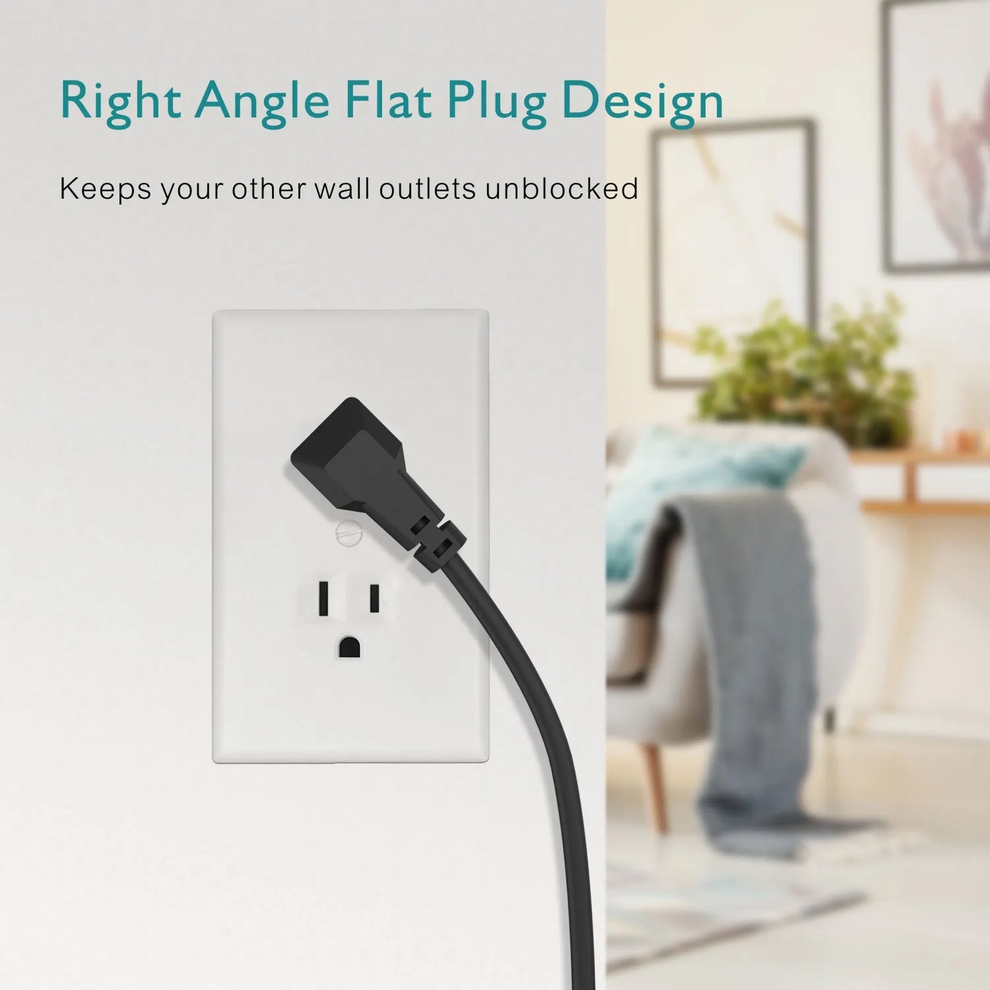 Power Outlet with Surge Protector, 5ft Extension Cord