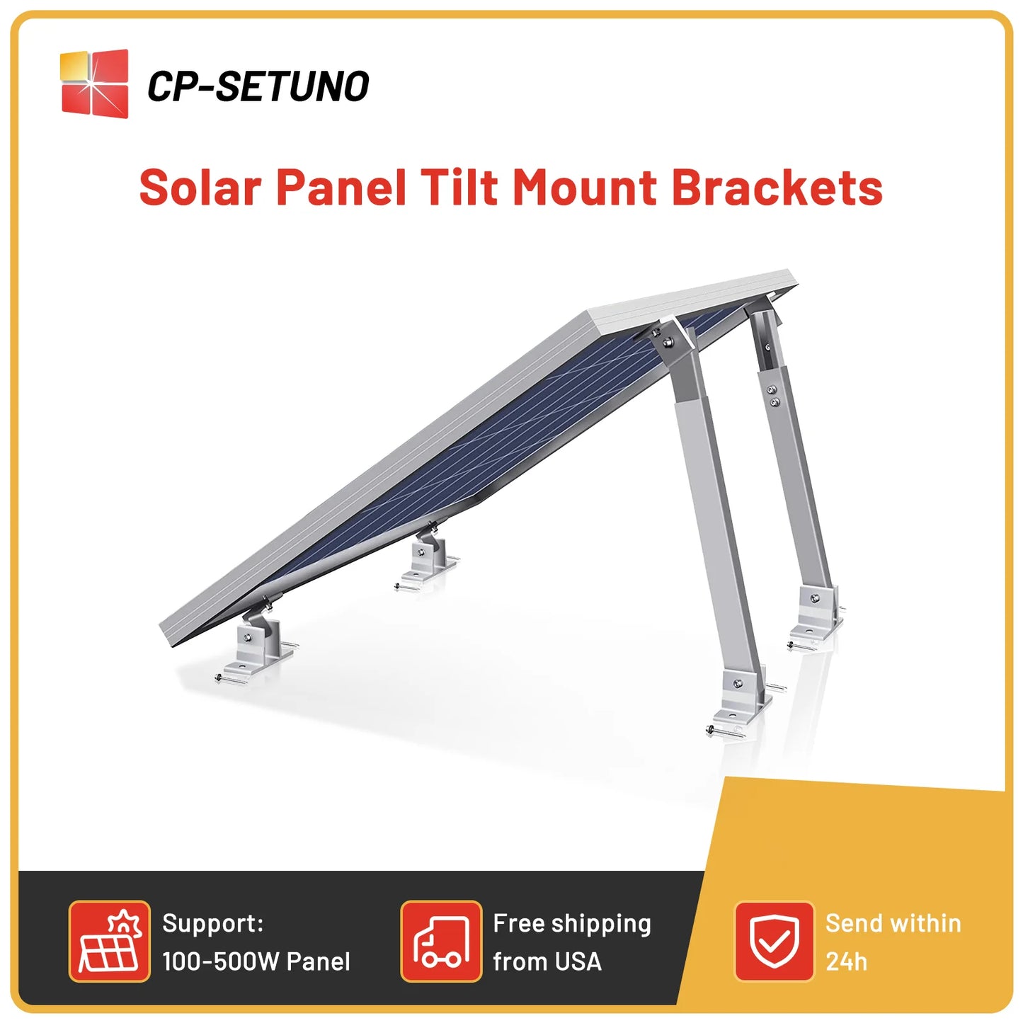 CP-SETUNO Adjustable Solar Panel 26in Tilt Mount Brackets