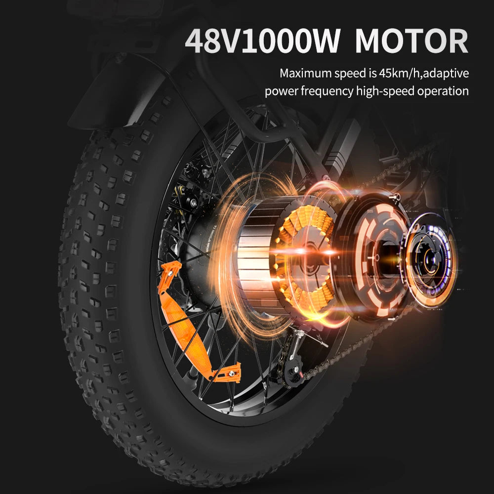 1000W 48v 15AH Fat Tire electric Mountain Bike
