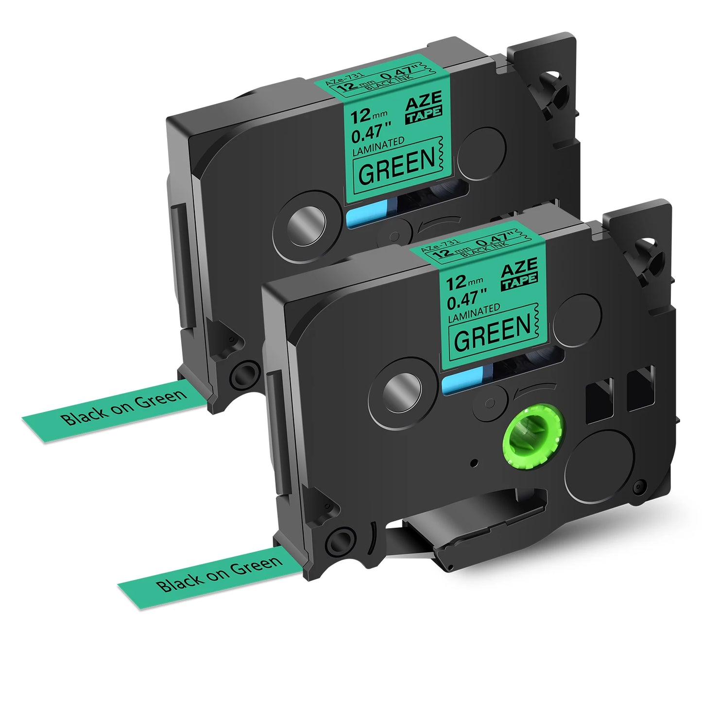 2PK Label Tape Compatible for Brother Tze-231 12mm Black on White Standard Laminated Ribbon Label for Brother P-Touch Printer