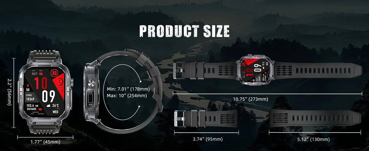 Smart Watch, Waterproof With Compass And LED Flashlight