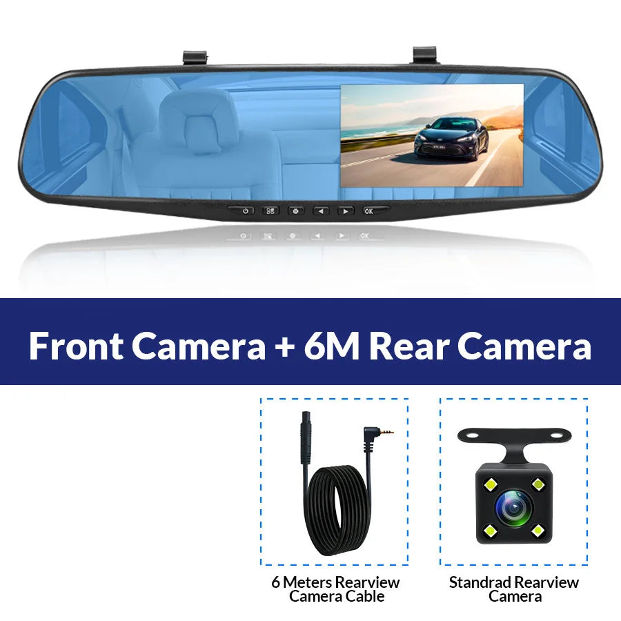 Dash Cam 4.3 Inches, Dual Lens Front and Rear Camera