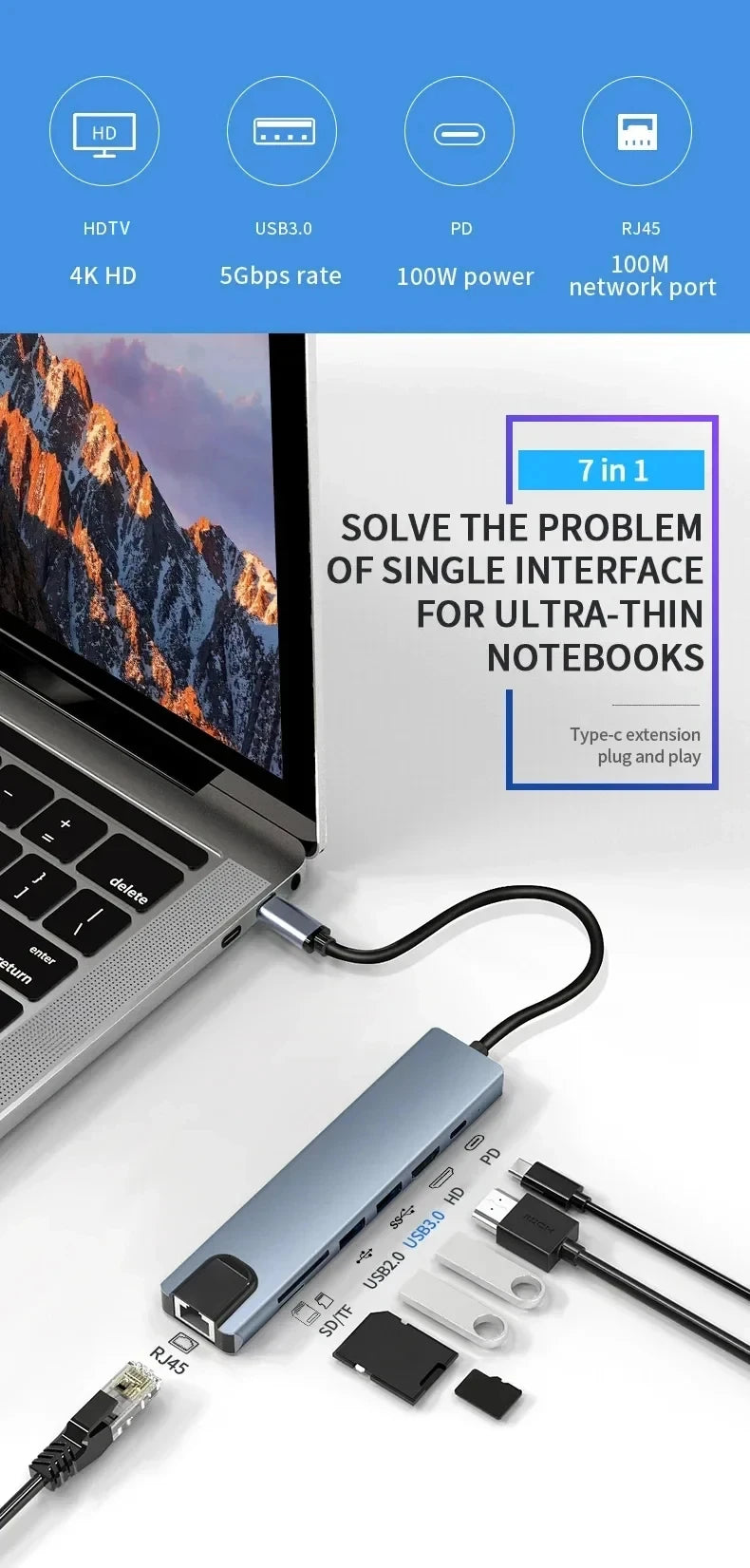 7 in 1 Type C Docking Station