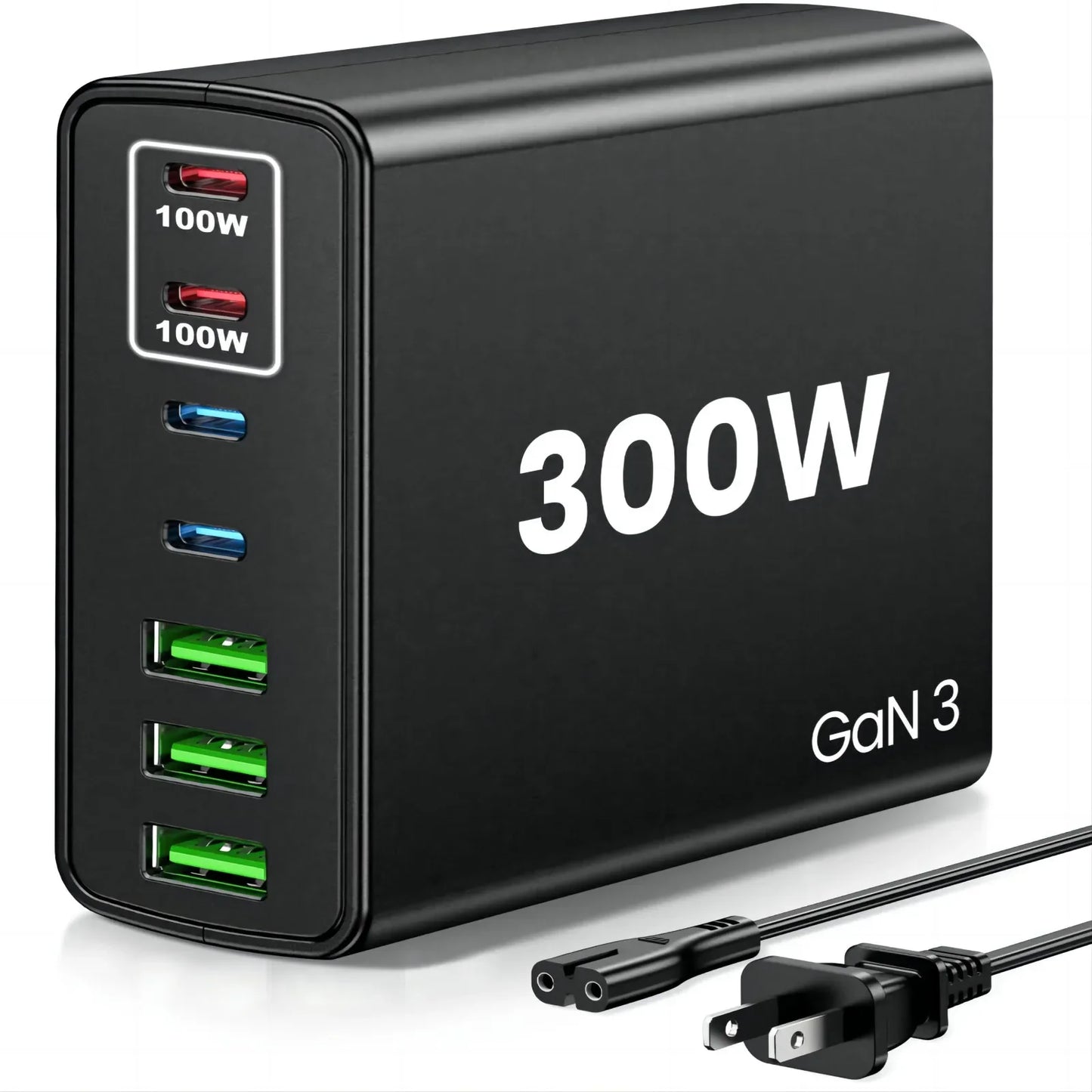 USB C Fast Charger 300 Watt: 7 Port USB Charging Station Hub Brick