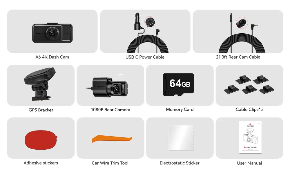 4K Dash Cam Built-in 5.8Ghz WiFi GPS Car DVR Upgrade Night Vision