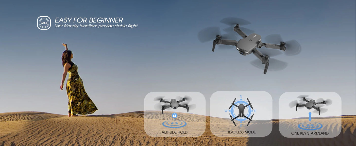 2 Batteries : 3 Camera Remote Control Drone 360° Obstacle Avoidance 2.4