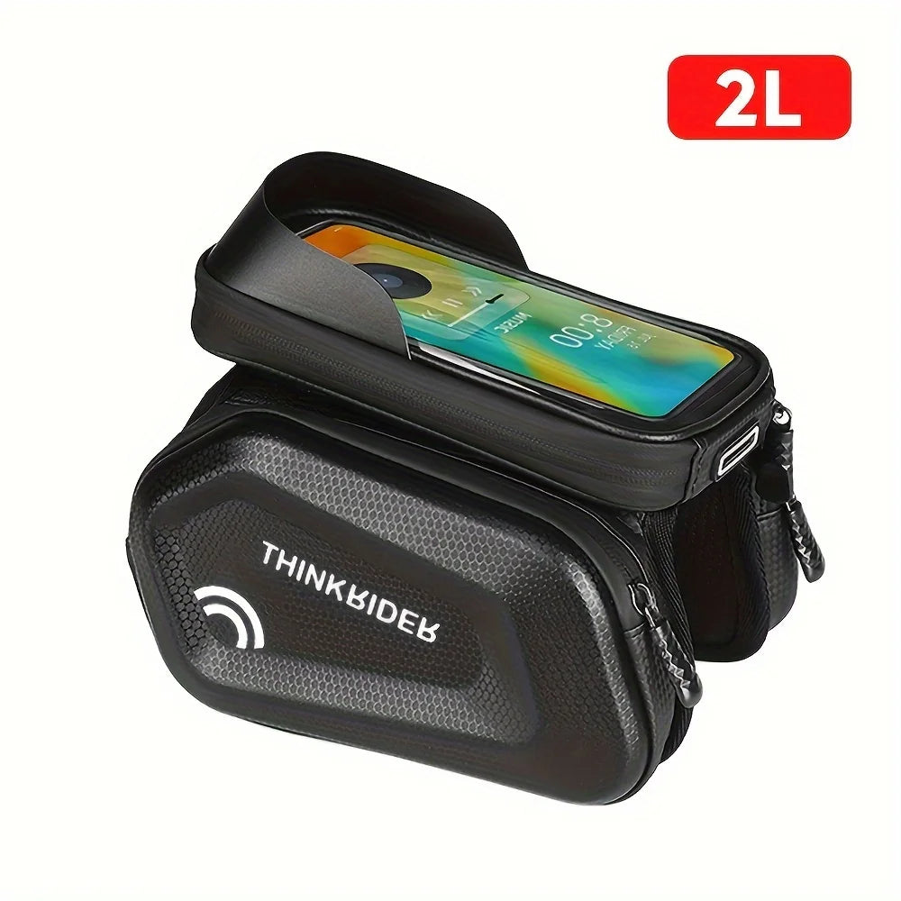 Bike Bag Frame Front Top Tube, Waterproof 7in Phone Case Touchscreen