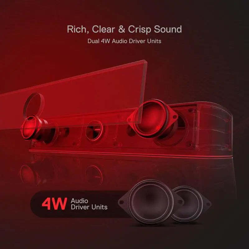 Desktop Soundbar, 2.0 Channel Computer Speaker with Lighting