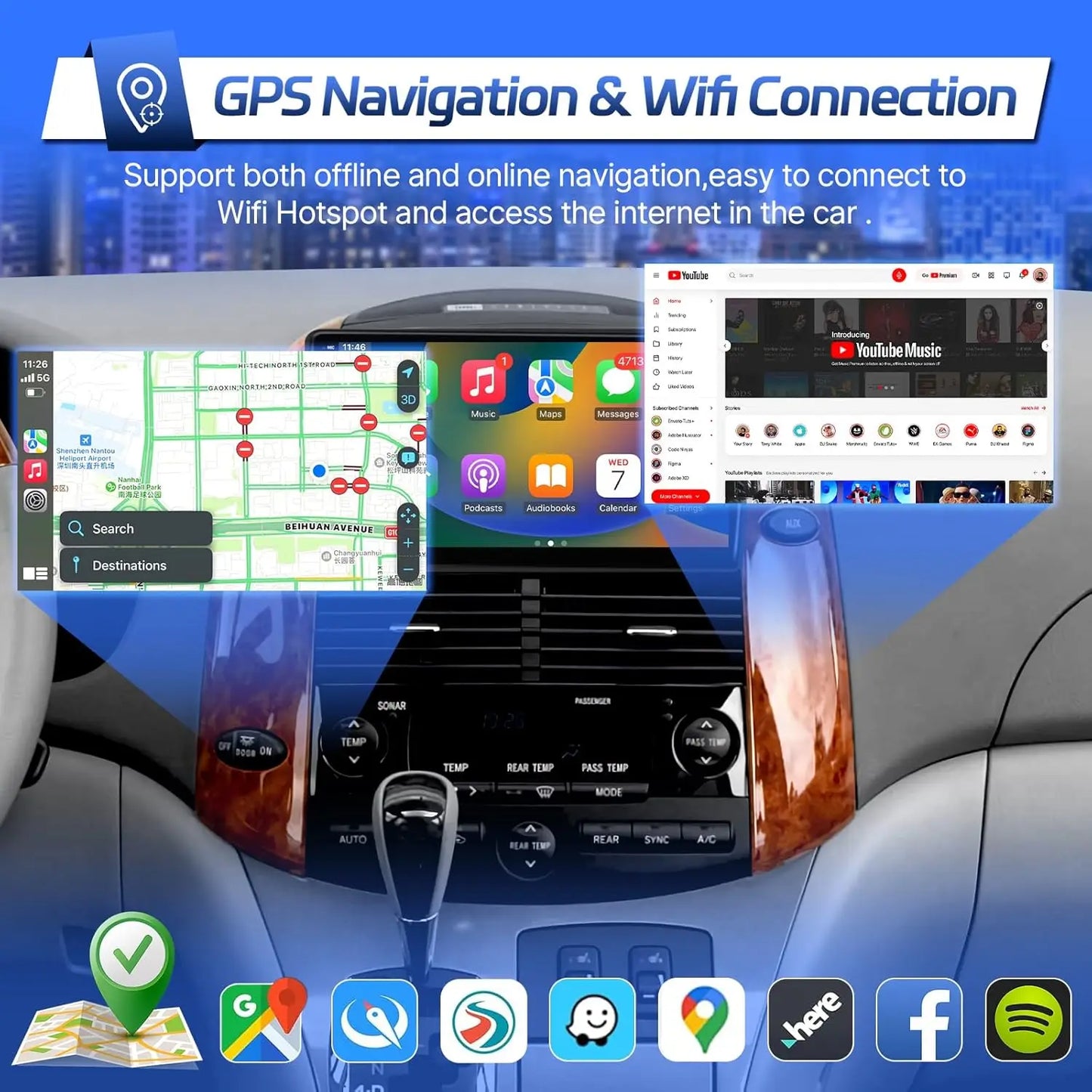 9 Inch Wireless Car Radio for Toyota Sienna 2004-2010 CarPlay Touchscreen