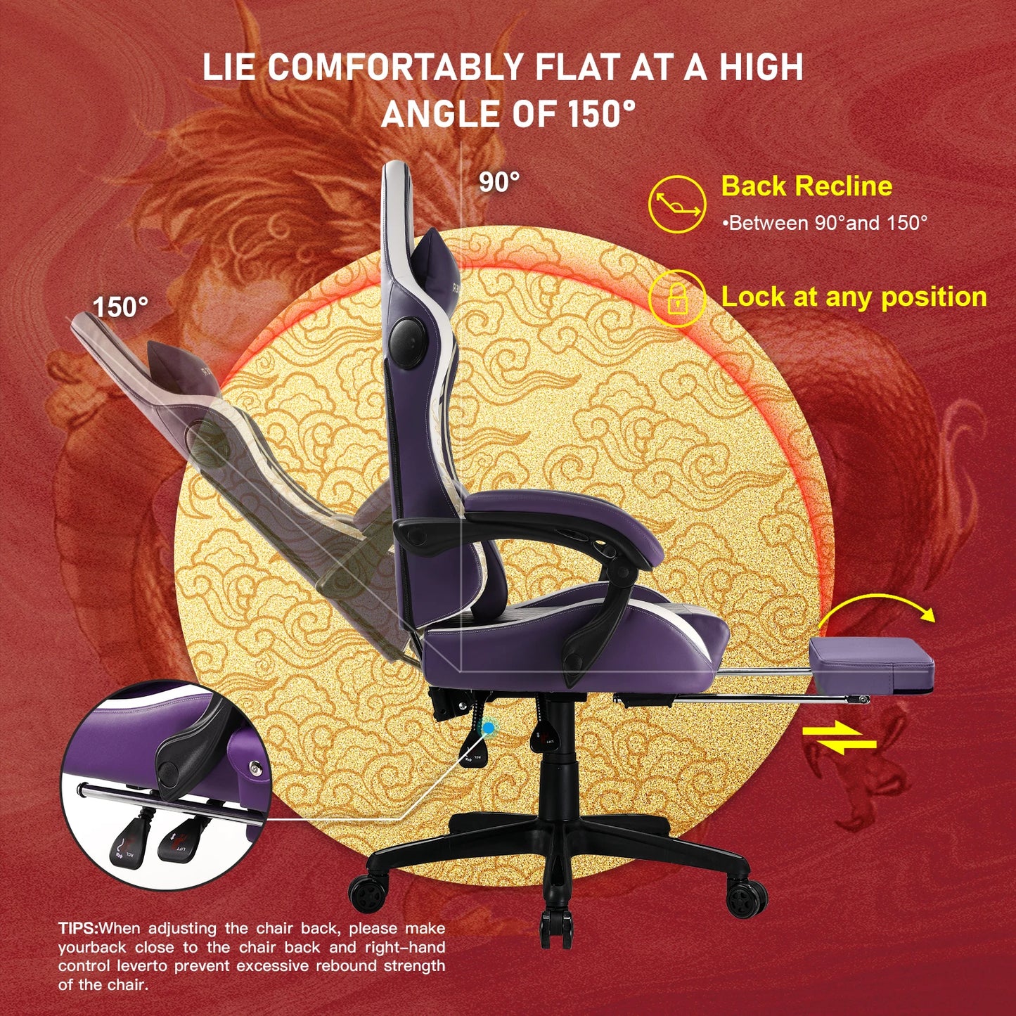 Gaming Chair with Bluetooth Speakers, Footrest & Ergonomic Design