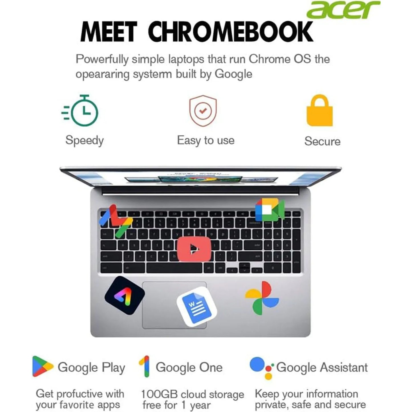 Chromebook 315 Laptop for Business, 15.6" HD Display