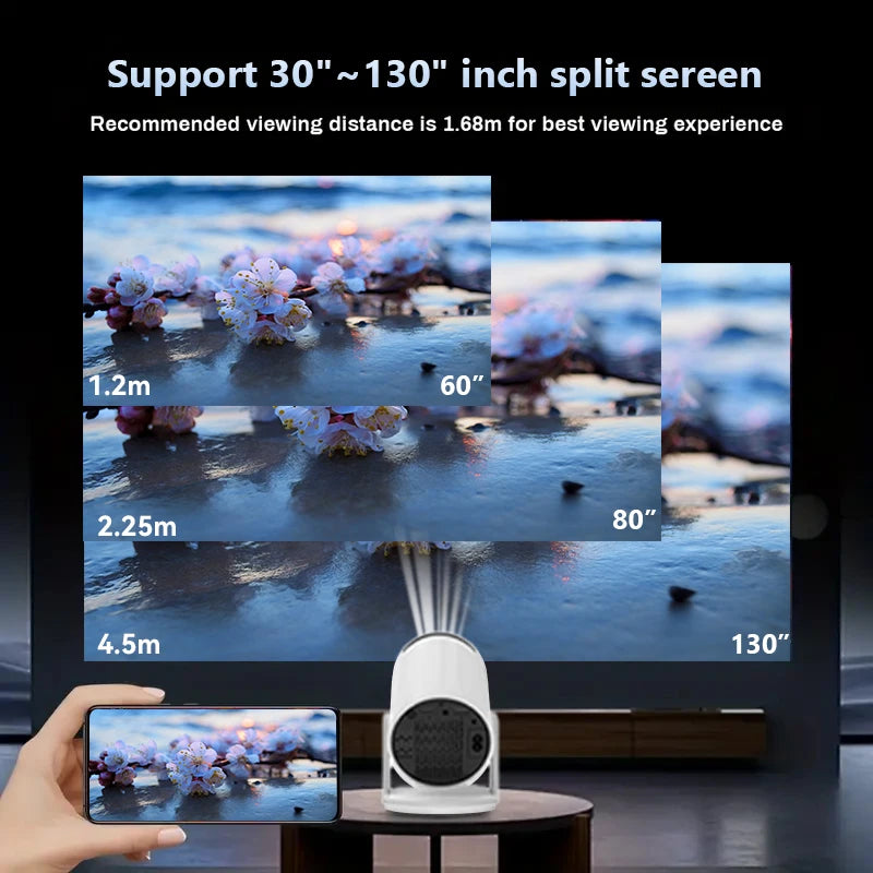 2025 New 4K Smart Android Projector - 180 °   Rotating Stand