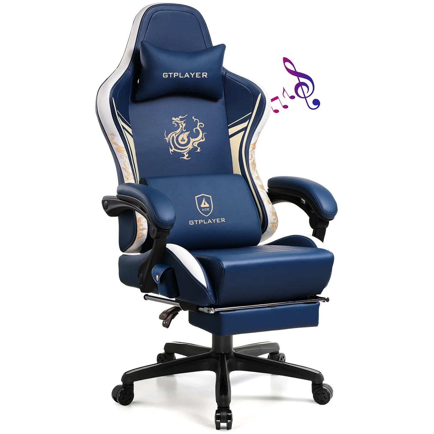 Gaming Chair with Bluetooth Speakers, Footrest & Ergonomic Design