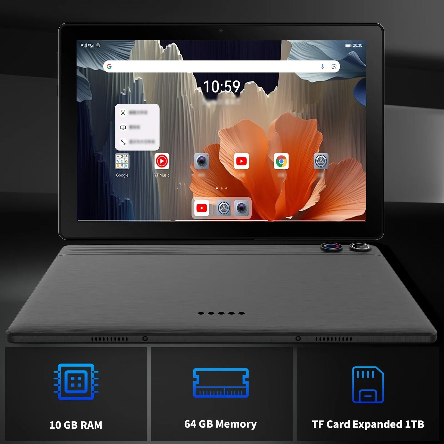 Android 14 10 inch Tablet,+Keyboard & Mouse Set, Black