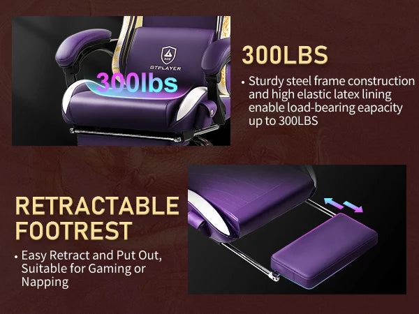 Gaming Chair with Bluetooth Speakers, Footrest & Ergonomic Design