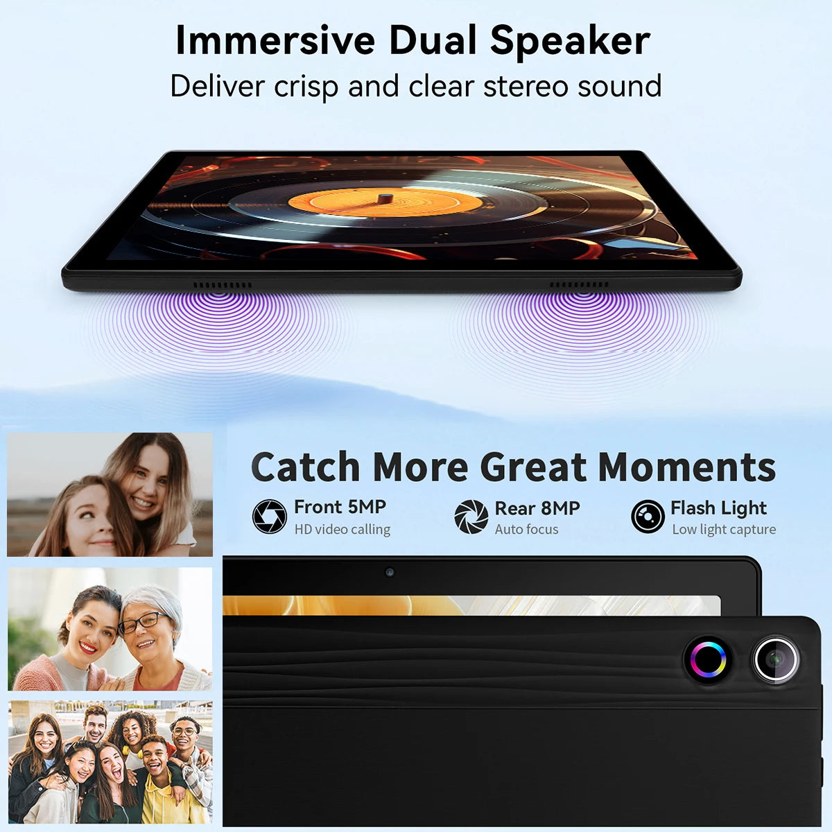 10Inch Tablet Android 14, HD IPS Screen Keyboard Mouse Stylus For PC Pad