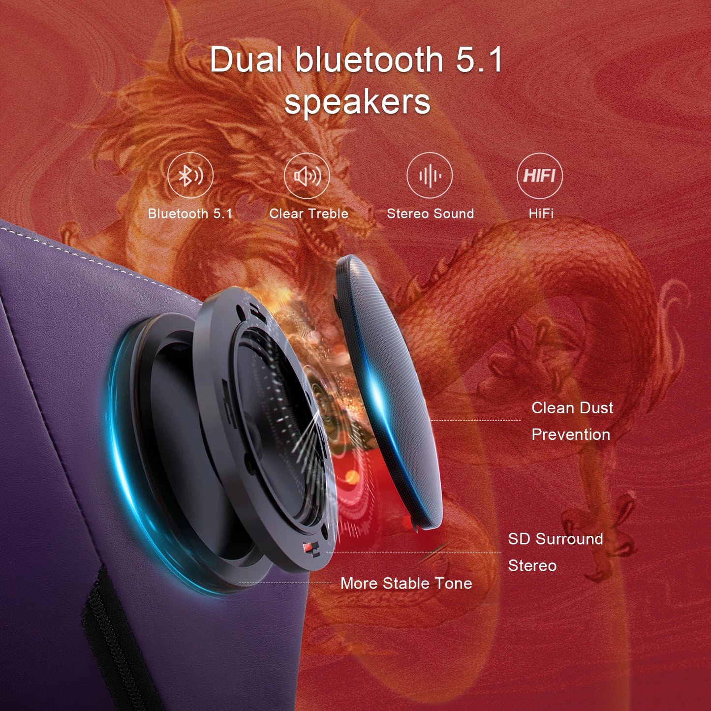 Gaming Chair with Bluetooth Speakers, Footrest & Ergonomic Design