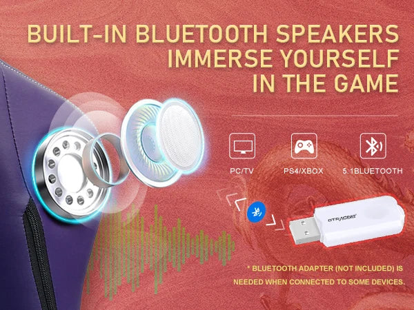 Gaming Chair with Bluetooth Speakers, Footrest & Ergonomic Design