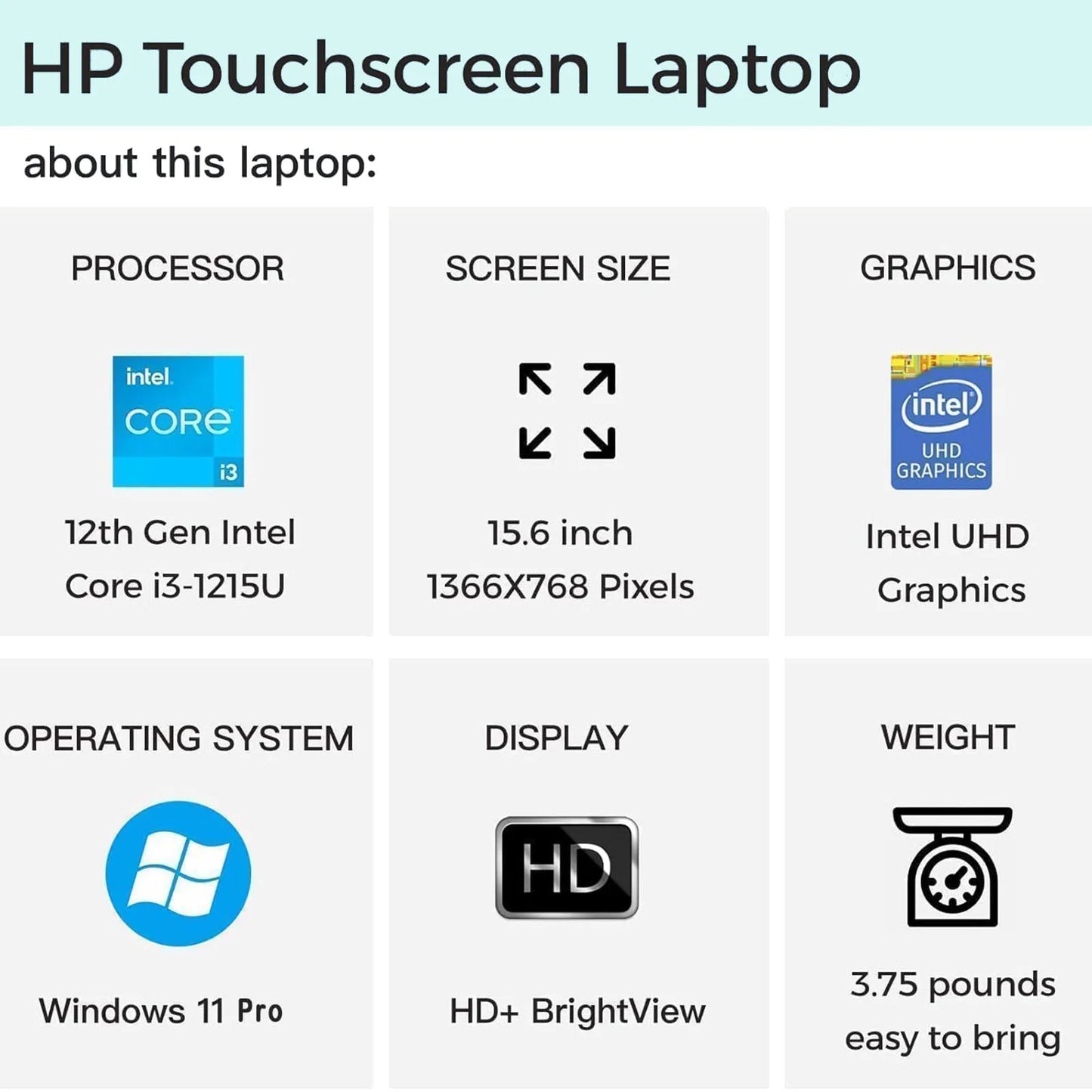 HP 2024 Business Laptop, 15.6" Touchscreen Laptop, Intel Core i3-1215U, Up To 64GB RAM Up to 2TB SSD, Intel UHD Graphics, Silver