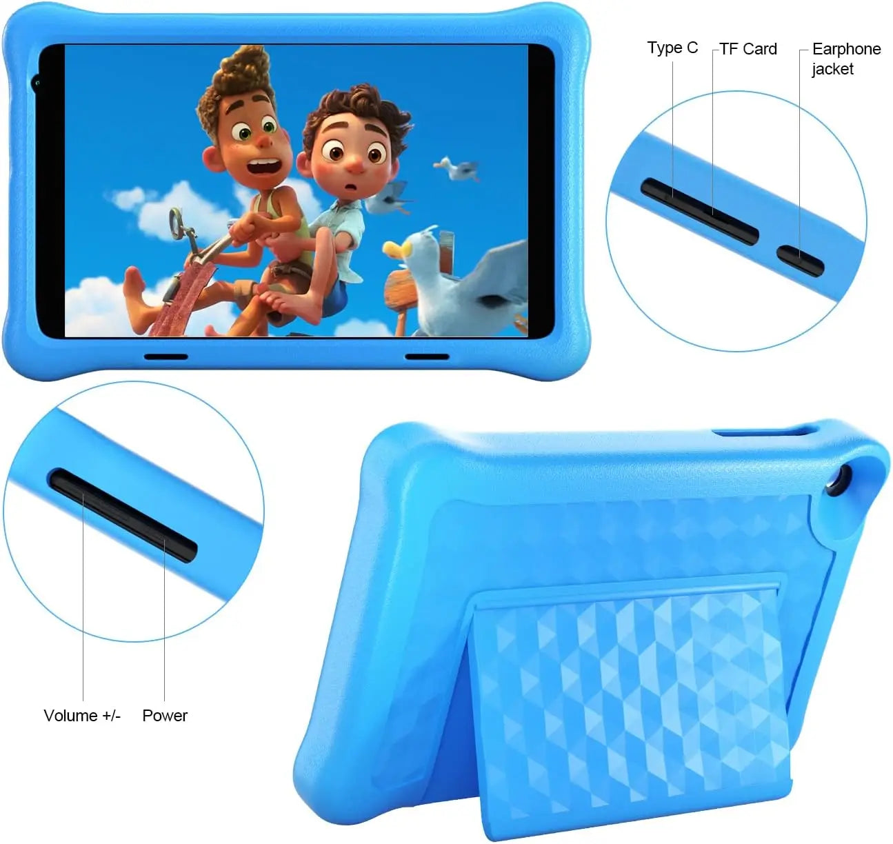 8 Inch Kid Tablet Android11 Learning Tablets, Child Eye Protection With Case