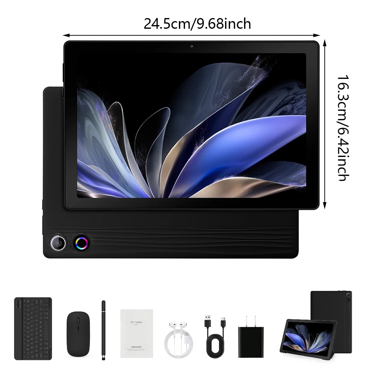 10Inch Tablet Android 14, HD IPS Screen Keyboard Mouse Stylus For PC Pad