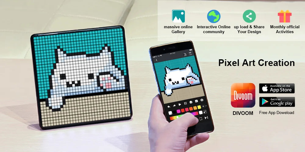 Digital Photo Frame with 32*32 Pixel Art Programmable LED Display Board.
