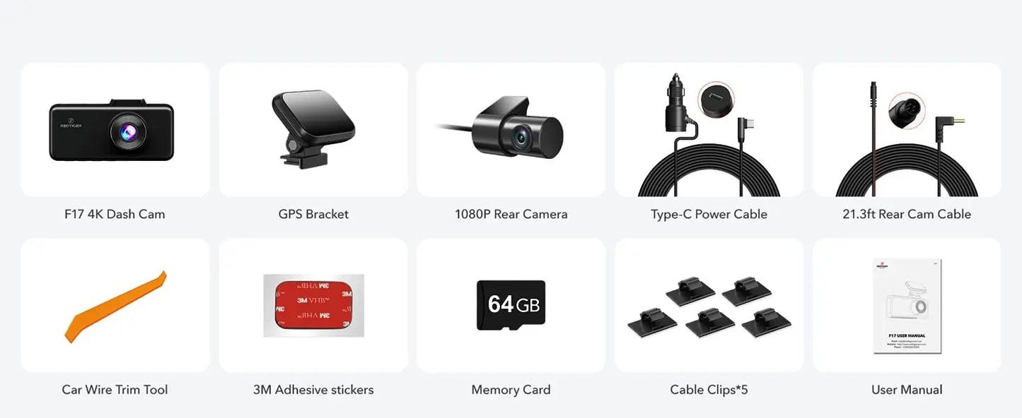 4k Dash Camera with 5G WiFi Triple Car Cameras Built-in GPS